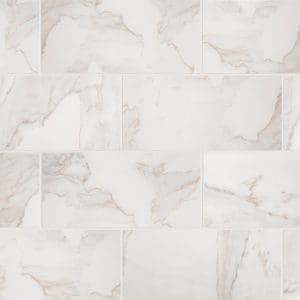 Calacatta Porcelain White Brushed 12x24