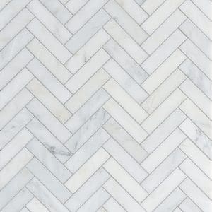 PBE Bianco Bello Herringbone Mosaic 1x4 Honed